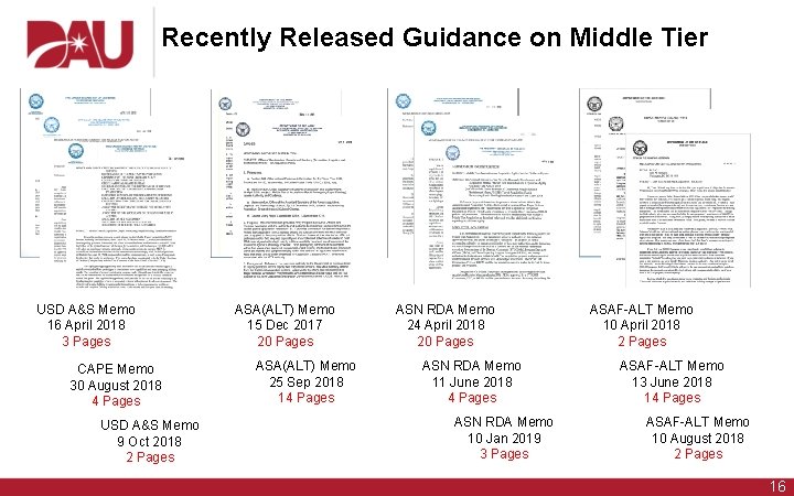 Recently Released Guidance on Middle Tier USD A&S Memo 16 April 2018 3 Pages Recently Released Guidance on Middle Tier USD A&S Memo 16 April 2018 3 Pages