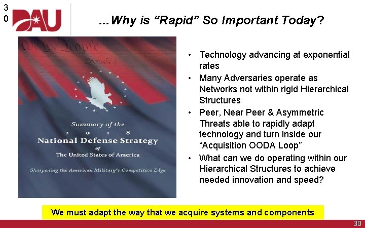 3 0 …Why is “Rapid” So Important Today? • Technology advancing at exponential rates