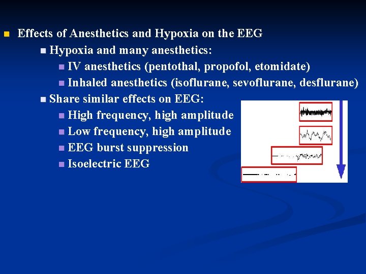  Effects of Anesthetics and Hypoxia on the EEG Hypoxia and many anesthetics: IV