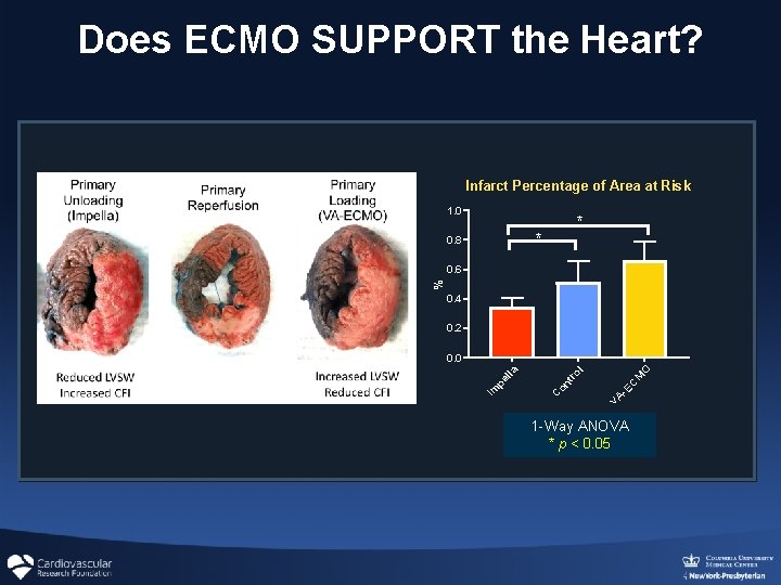 Does ECMO SUPPORT the Heart? Infarct Percentage of Area at Risk 1. 0 * Does ECMO SUPPORT the Heart? Infarct Percentage of Area at Risk 1. 0 *