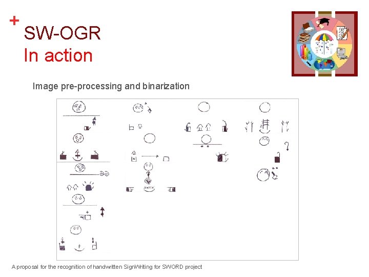 + SW-OGR In action Image pre-processing and binarization A proposal for the recognition of