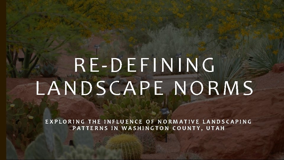 RE-DEFINING LANDSCAPE NORMS EXPLORING THE INFLUENCE OF NORMATIVE LANDSCAPING PATTERNS IN WASHINGTON COUNTY, UTAH