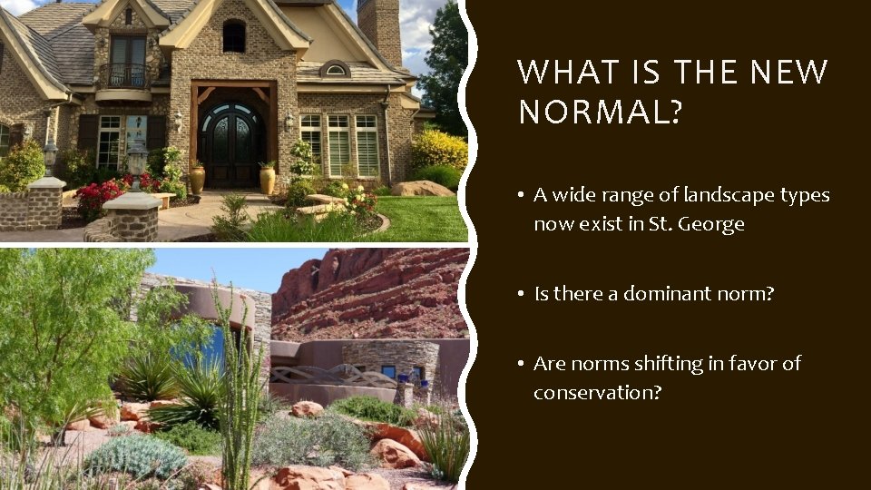 WHAT IS THE NEW NORMAL? • A wide range of landscape types now exist