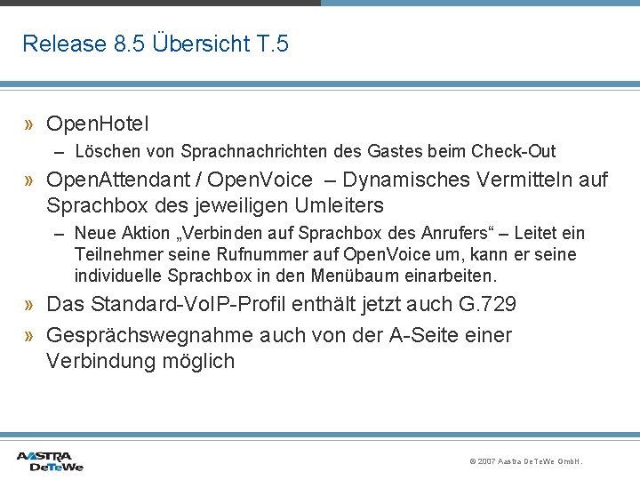 Release 8. 5 Übersicht T. 5 » Open. Hotel – Löschen von Sprachnachrichten des