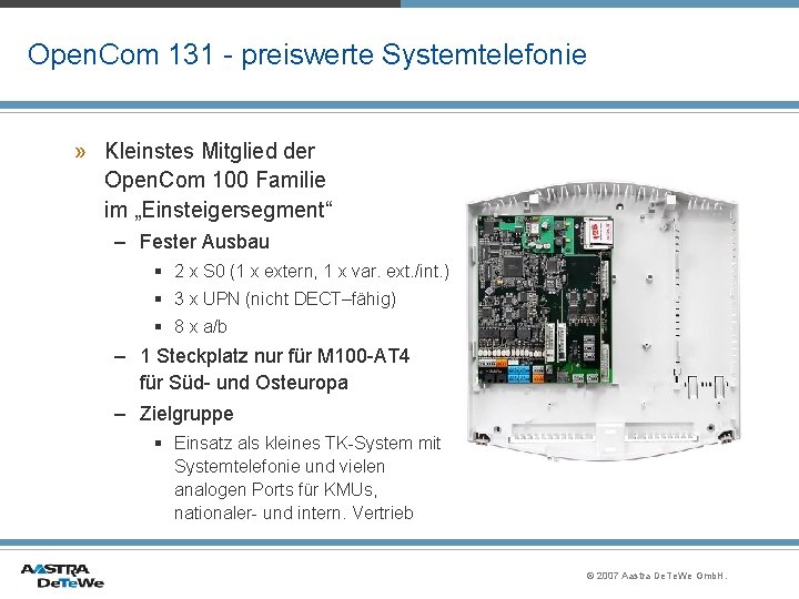 Open. Com 131 - preiswerte Systemtelefonie » Kleinstes Mitglied der Open. Com 100 Familie