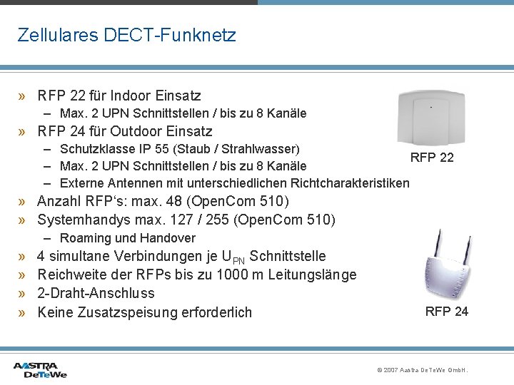 Zellulares DECT-Funknetz » RFP 22 für Indoor Einsatz – Max. 2 UPN Schnittstellen /
