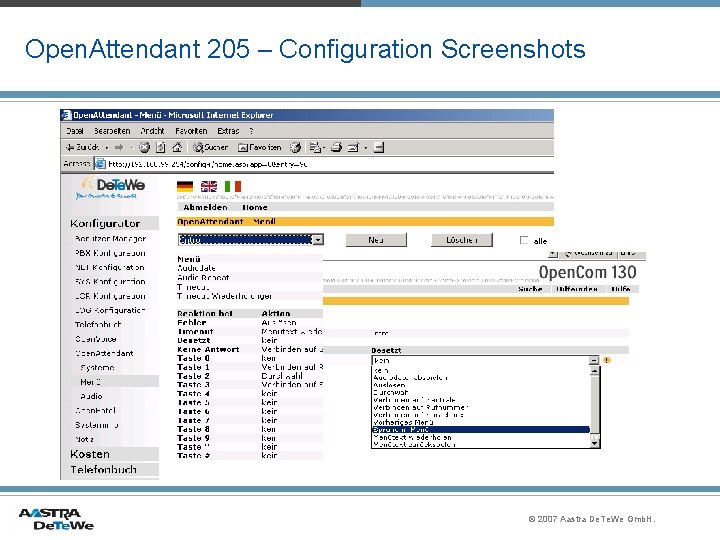 Open. Attendant 205 – Configuration Screenshots © 2007 Aastra De. Te. We Gmb. H.