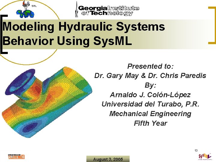 SRL Modeling Hydraulic Systems Behavior Using Sys. ML Presented to: Dr. Gary May &