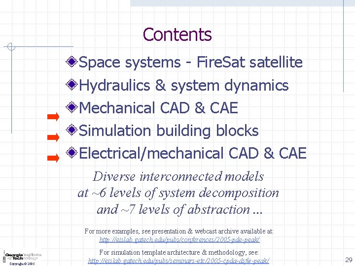 Contents Space systems - Fire. Sat satellite Hydraulics & system dynamics Mechanical CAD &