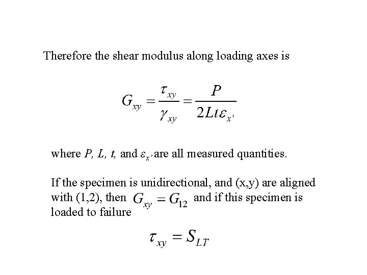 Therefore the shear modulus along loading axes is where P, L, t, and εx’