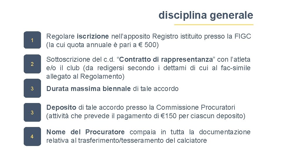 disciplina generale 1 2 Regolare iscrizione nell’apposito Registro istituito presso la FIGC (la cui