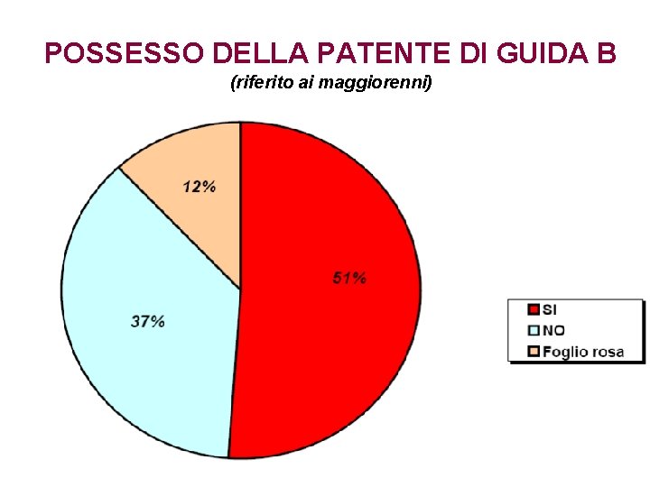 POSSESSO DELLA PATENTE DI GUIDA B (riferito ai maggiorenni) 