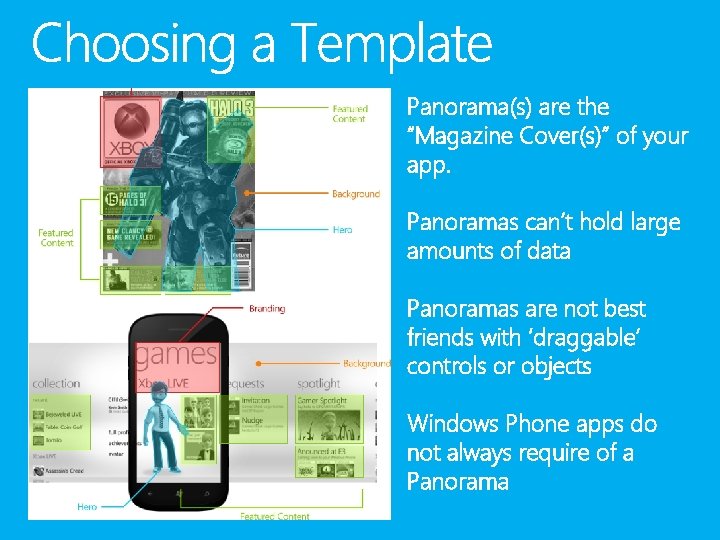 Panorama(s) are the “Magazine Cover(s)” of your app. Panoramas can’t hold large amounts of