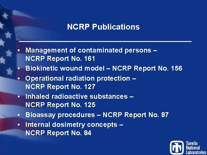 NCRP Publications • Management of contaminated persons – NCRP Report No. 161 • Biokinetic