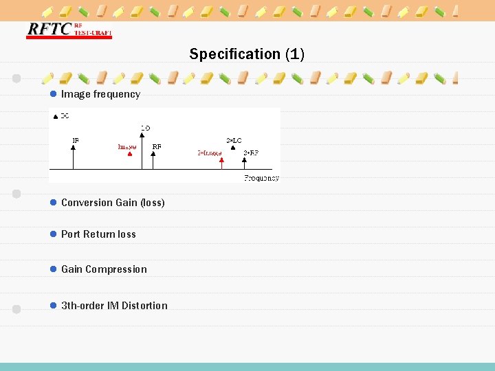 Specification (1) l Image frequency l Conversion Gain (loss) l Port Return loss l