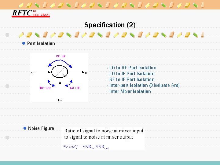 Specification (2) l Port Isolation - LO to RF Port Isolation - LO to