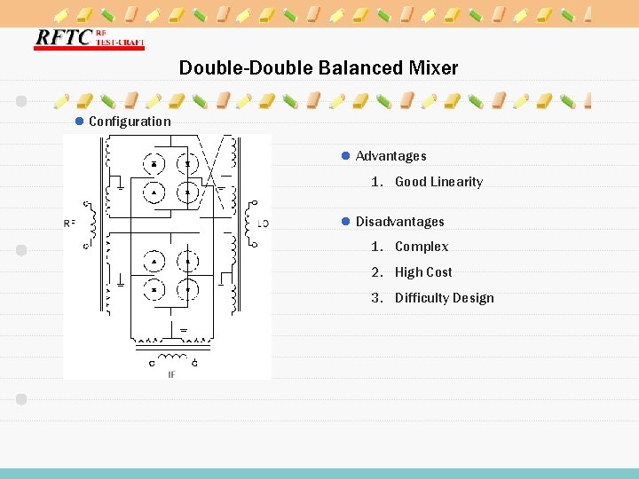 Double-Double Balanced Mixer l Configuration l Advantages 1. Good Linearity l Disadvantages 1. Complex