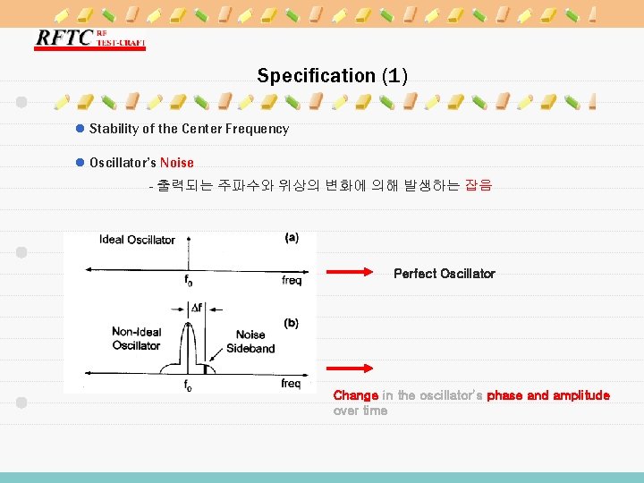 Specification (1) l Stability of the Center Frequency l Oscillator’s Noise - 출력되는 주파수와
