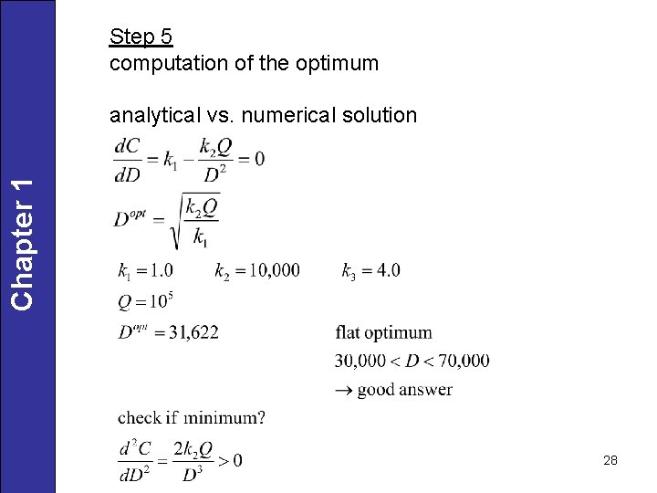 Step 5 computation of the optimum Chapter 1 analytical vs. numerical solution 28 