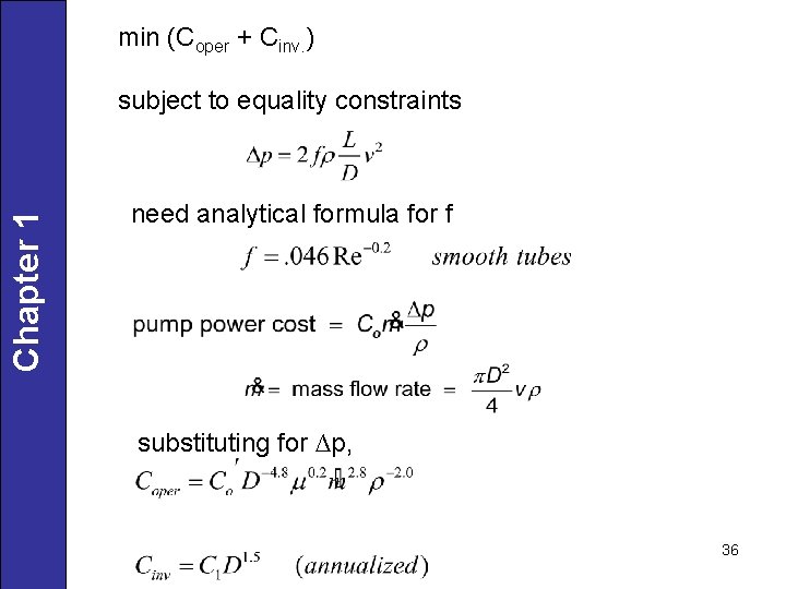 min (Coper + Cinv. ) Chapter 1 subject to equality constraints need analytical formula