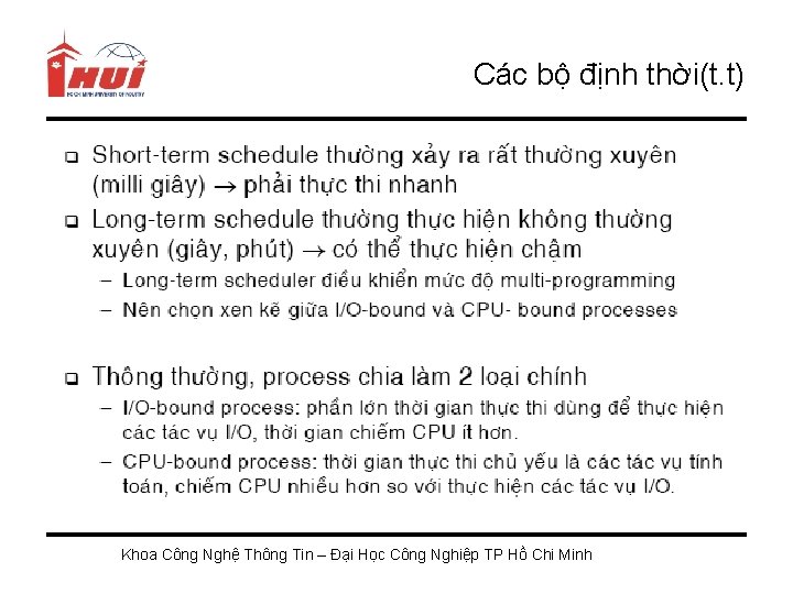 Các bộ định thời(t. t) Khoa Công Nghệ Thông Tin – Đại Học Công