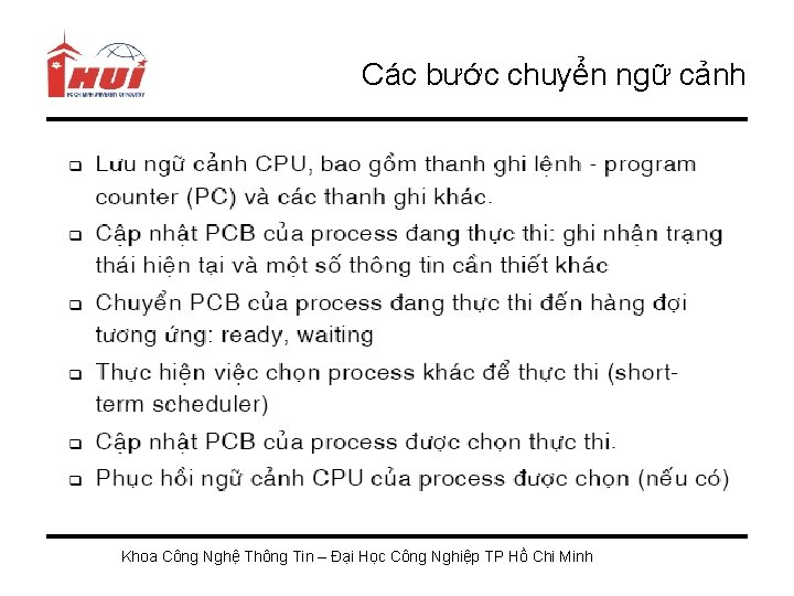 Các bước chuyển ngữ cảnh Khoa Công Nghệ Thông Tin – Đại Học Công