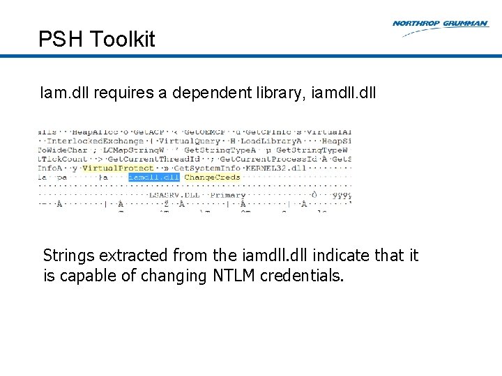 PSH Toolkit Iam. dll requires a dependent library, iamdll. dll Strings extracted from the