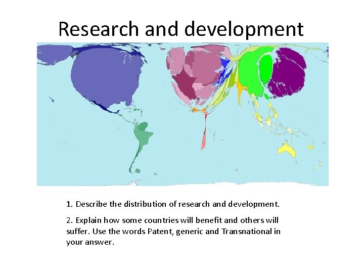 Research and development 1. Describe the distribution of research and development. 2. Explain how