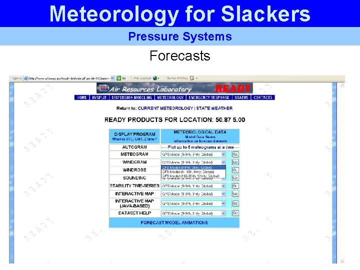 Meteorology for Slackers Pressure Systems Forecasts Meteorology for Slackers Pressure Systems Forecasts