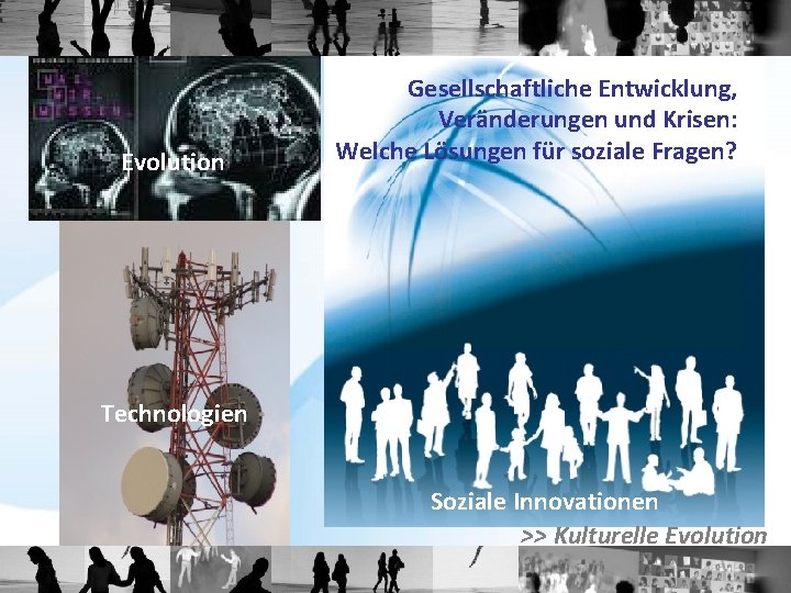 Evolution Gesellschaftliche Entwicklung, Veränderungen und Krisen: Welche Lösungen für soziale Fragen? Technologien Soziale Innovationen