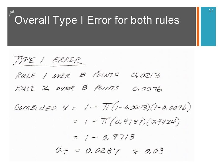 21 Overall Type I Error for both rules 21 Overall Type I Error for both rules