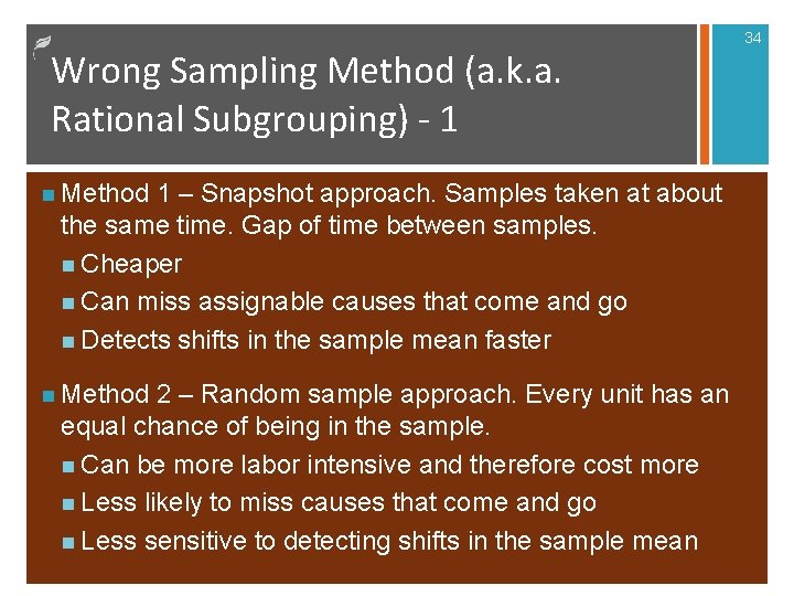 Wrong Sampling Method (a. k. a. Rational Subgrouping) - 1 n Method 1 – Wrong Sampling Method (a. k. a. Rational Subgrouping) - 1 n Method 1 –