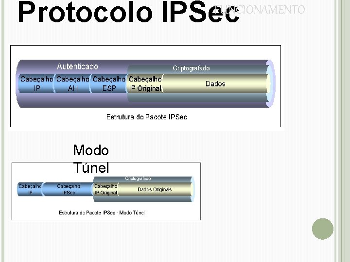 Protocolo IPSec FUNCIONAMENTO Modo Túnel 