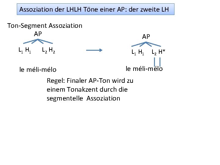Assoziation der LHLH Töne einer AP: der zweite LH Ton-Segment Assoziation AP L 1