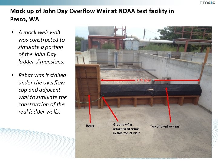 Mock up of John Day Overflow Weir at NOAA test facility in Pasco, WA