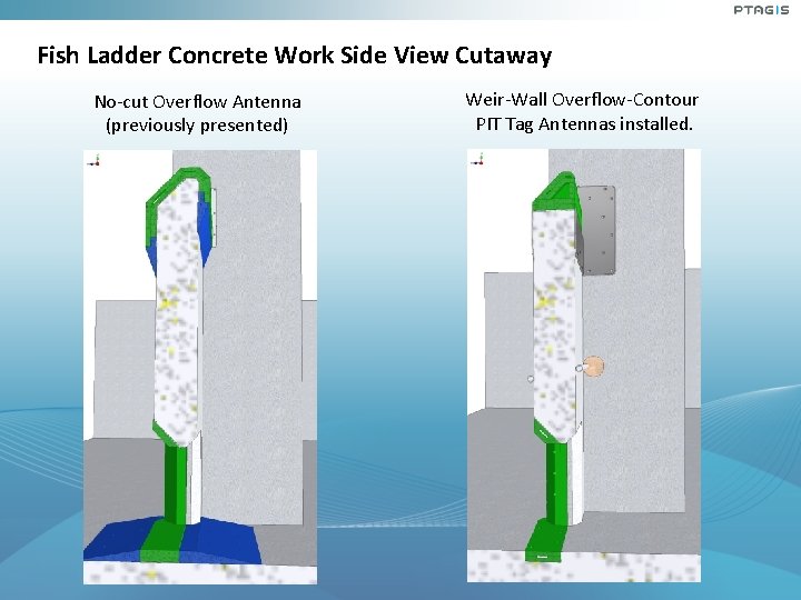 Fish Ladder Concrete Work Side View Cutaway No-cut Overflow Antenna (previously presented) Weir-Wall Overflow-Contour