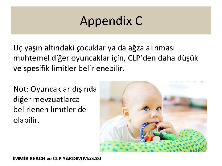 Appendix C Üç yaşın altındaki çocuklar ya da ağza alınması muhtemel diğer oyuncaklar için,