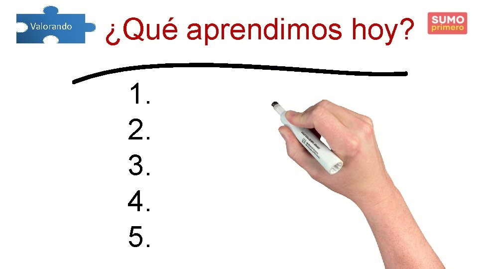  Valorando ¿Qué aprendimos hoy? 1. 2. 3. 4. 5. 