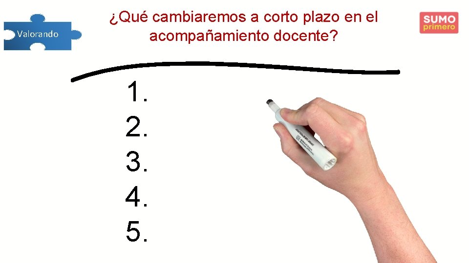  Valorando ¿Qué cambiaremos a corto plazo en el acompañamiento docente? 1. 2. 3.