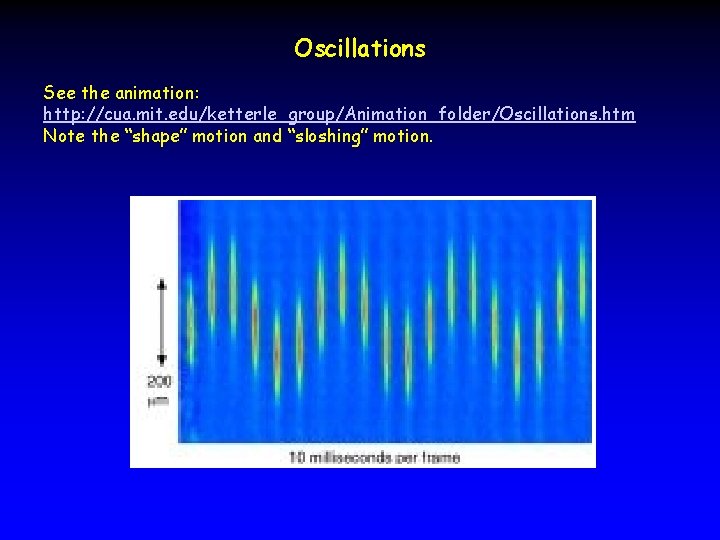 Oscillations See the animation: http: //cua. mit. edu/ketterle_group/Animation_folder/Oscillations. htm Note the “shape” motion and