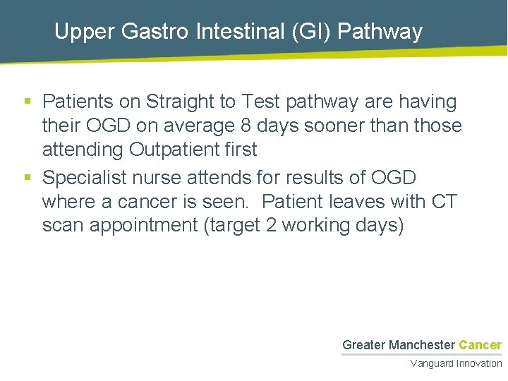 Upper Gastro Intestinal (GI) Pathway § Patients on Straight to Test pathway are having