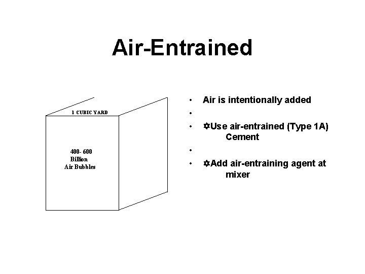 Air-Entrained 1 CUBIC YARD 400 - 600 Billion Air Bubbles • • • Air