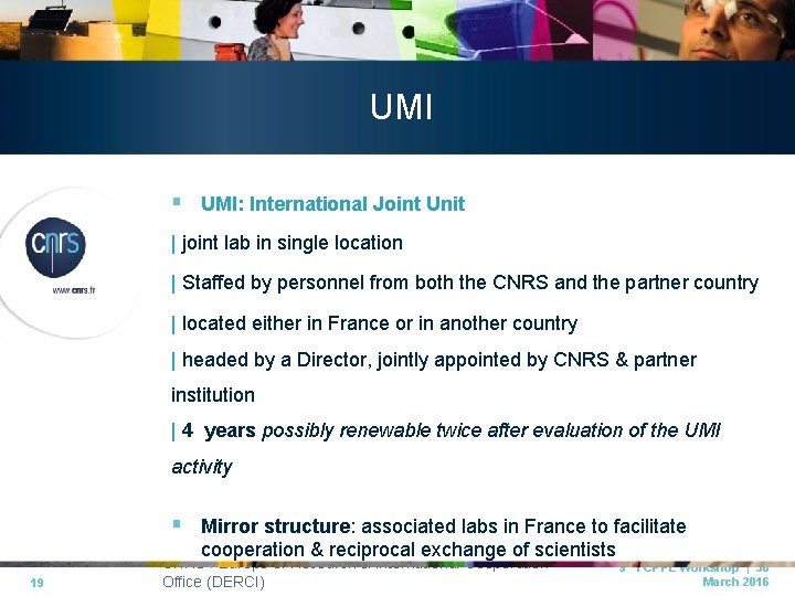 UMI § UMI: International Joint Unit | joint lab in single location | Staffed