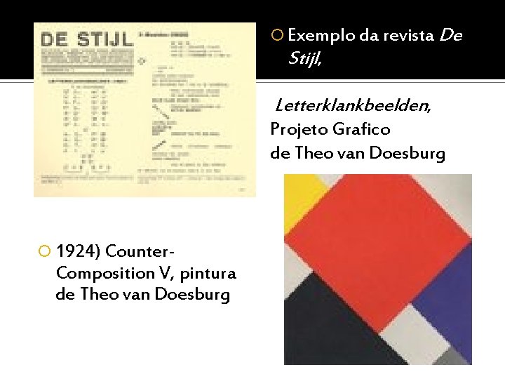  Exemplo da revista De Stijl, Letterklankbeelden, Projeto Grafico de Theo van Doesburg 1924)