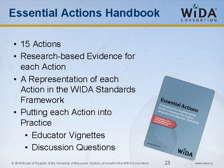 Essential Actions Handbook • 15 Actions • Research-based Evidence for each Action • A