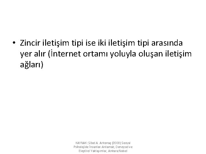  • Zincir iletişim tipi ise iki iletişim tipi arasında yer alır (İnternet ortamı