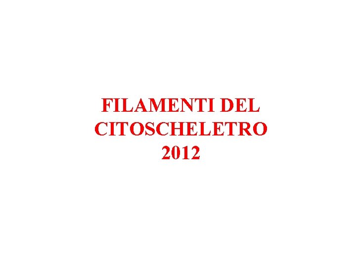 FILAMENTI DEL CITOSCHELETRO 2012 