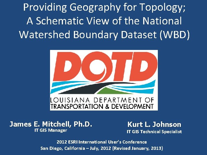 Providing Geography for Topology; A Schematic View of the National Watershed Boundary Dataset (WBD)