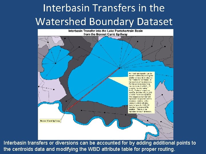 Interbasin Transfers in the Watershed Boundary Dataset Interbasin transfers or diversions can be accounted