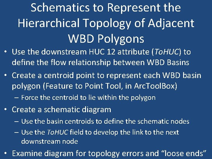 Schematics to Represent the Hierarchical Topology of Adjacent WBD Polygons • Use the downstream